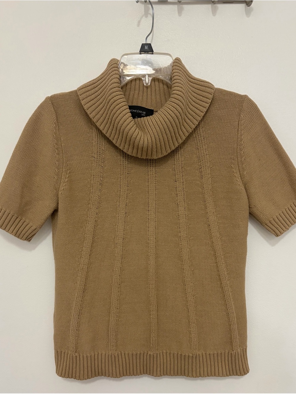 Jones Wear camel Short-Sleeve Cowl Neck Sweater